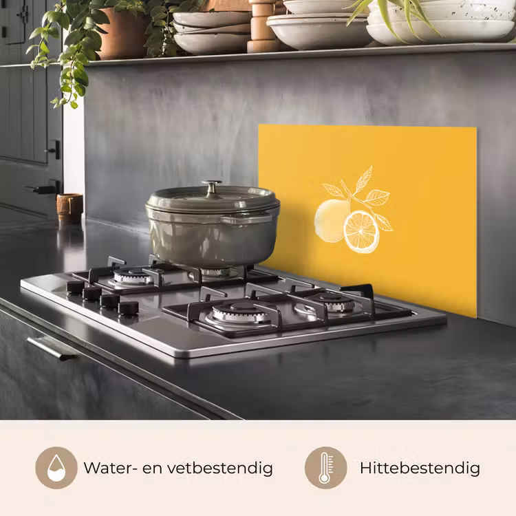Spatscherm keuken - Citroenen - Illustratie - Minimalistisch - Geel — 7