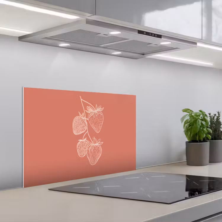 Spatscherm keuken - Minimalistisch - Illustratie - Aardbei - Tak — 5