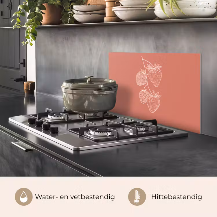 Spatscherm keuken - Minimalistisch - Illustratie - Aardbei - Tak — 7