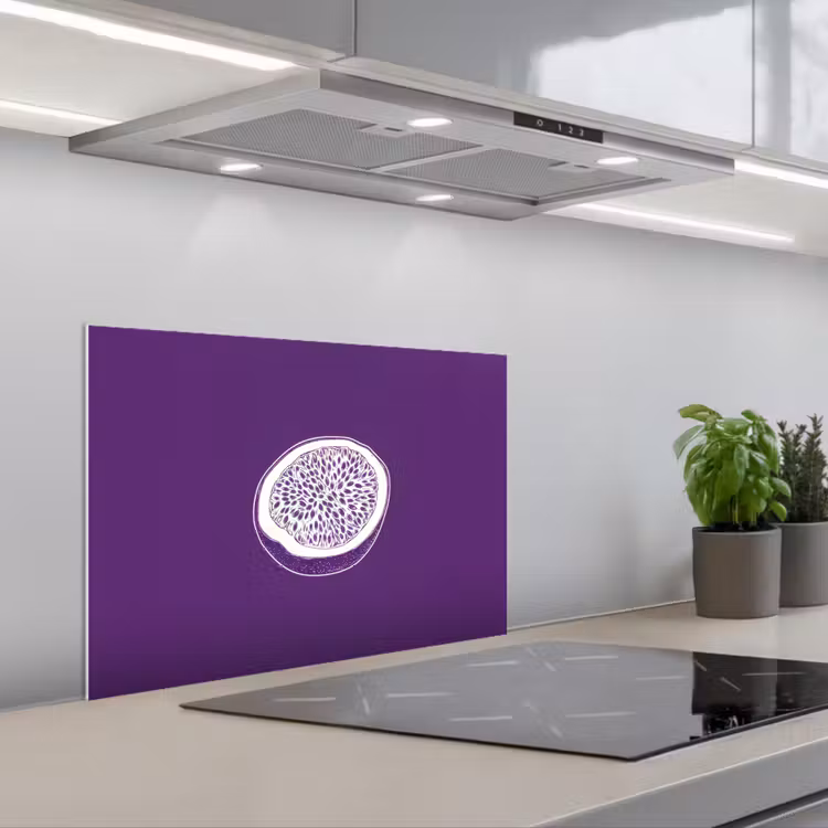 Spatscherm keuken - Passievrucht - Zaadjes - Paars - Minimalistisch — 5