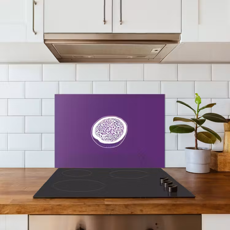 Spatscherm keuken - Passievrucht - Zaadjes - Paars - Minimalistisch — 6