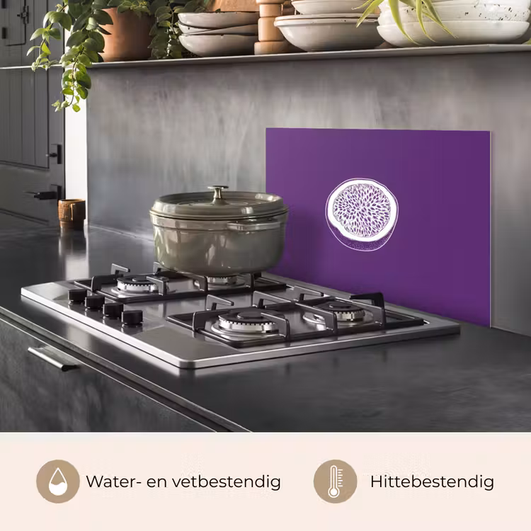 Spatscherm keuken - Passievrucht - Zaadjes - Paars - Minimalistisch — 7