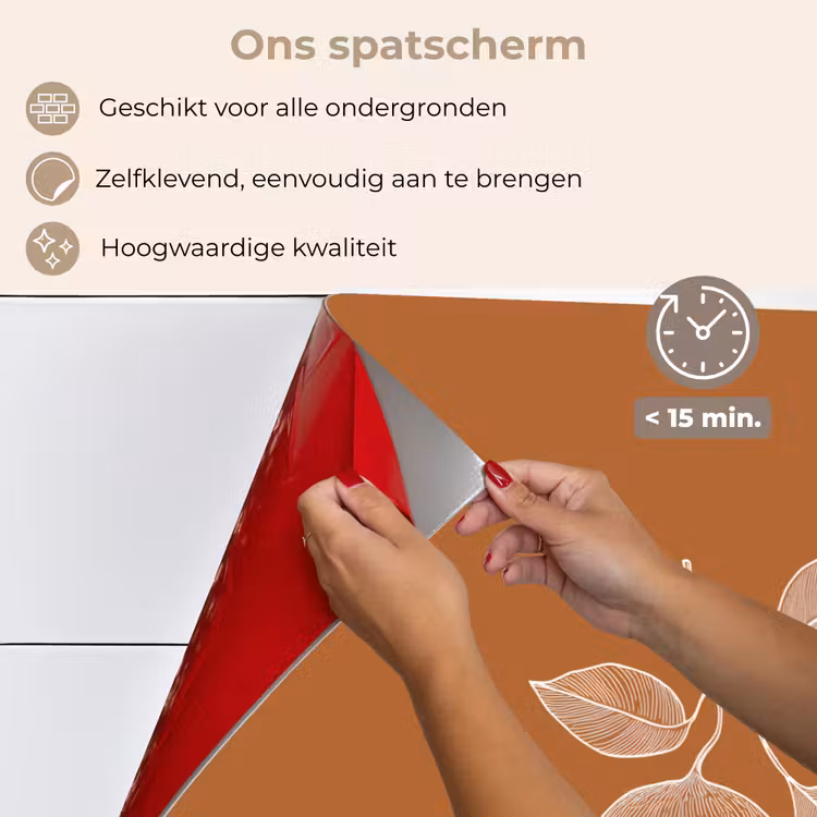 Spatscherm keuken - Sinaasappel - Getekend - Bladeren - Bruin — 4