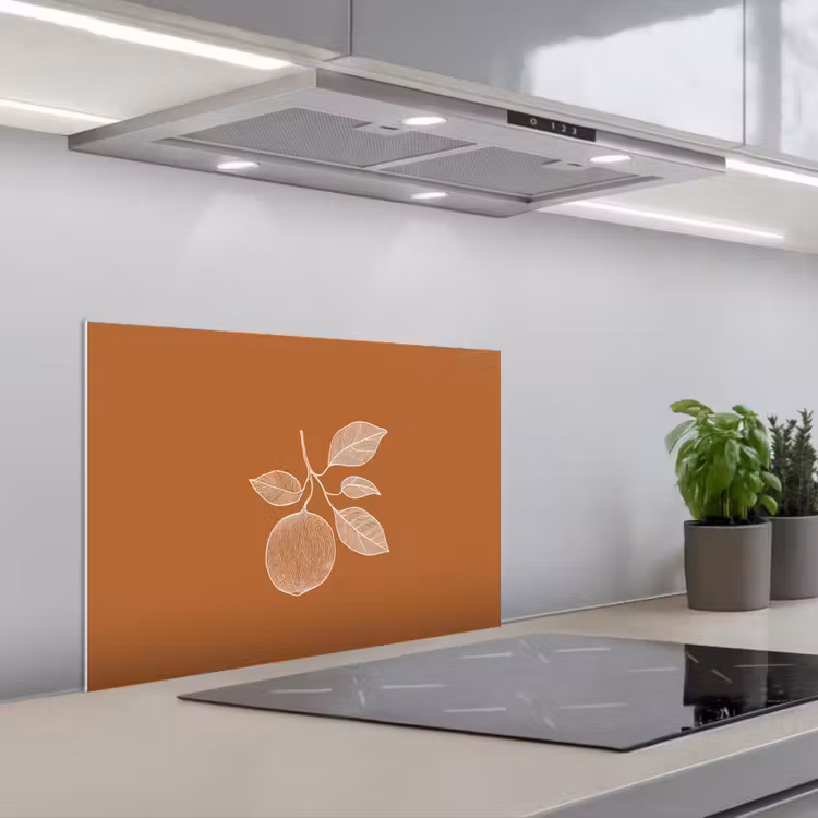 Spatscherm keuken - Sinaasappel - Getekend - Bladeren - Bruin — 5