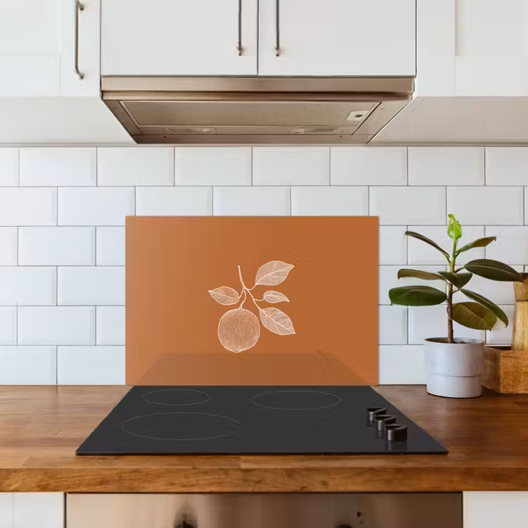 Spatscherm keuken - Sinaasappel - Getekend - Bladeren - Bruin — 6