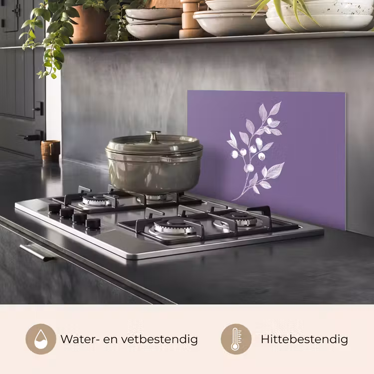 Spatscherm keuken - Tak - Sierlijk - Bladeren - Minimalistisch — 7