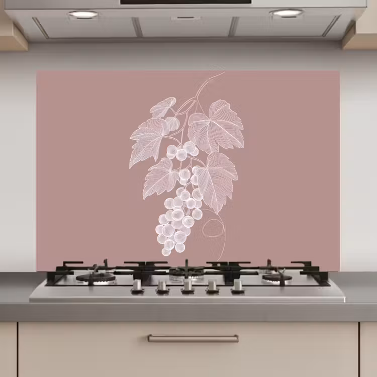 Spatscherm keuken - Tros - Druiven - Illustratie - Bladeren — 1