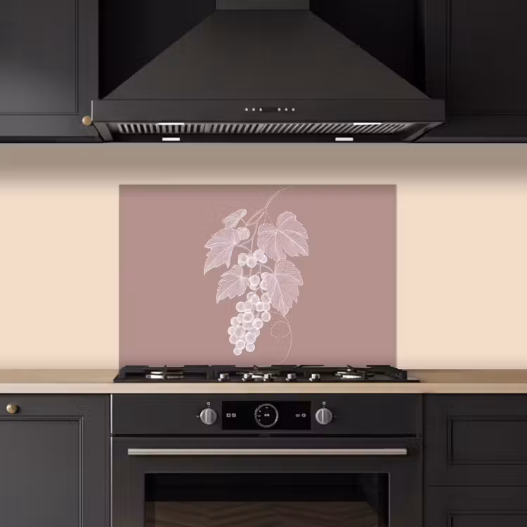 Spatscherm keuken - Tros - Druiven - Illustratie - Bladeren — 2