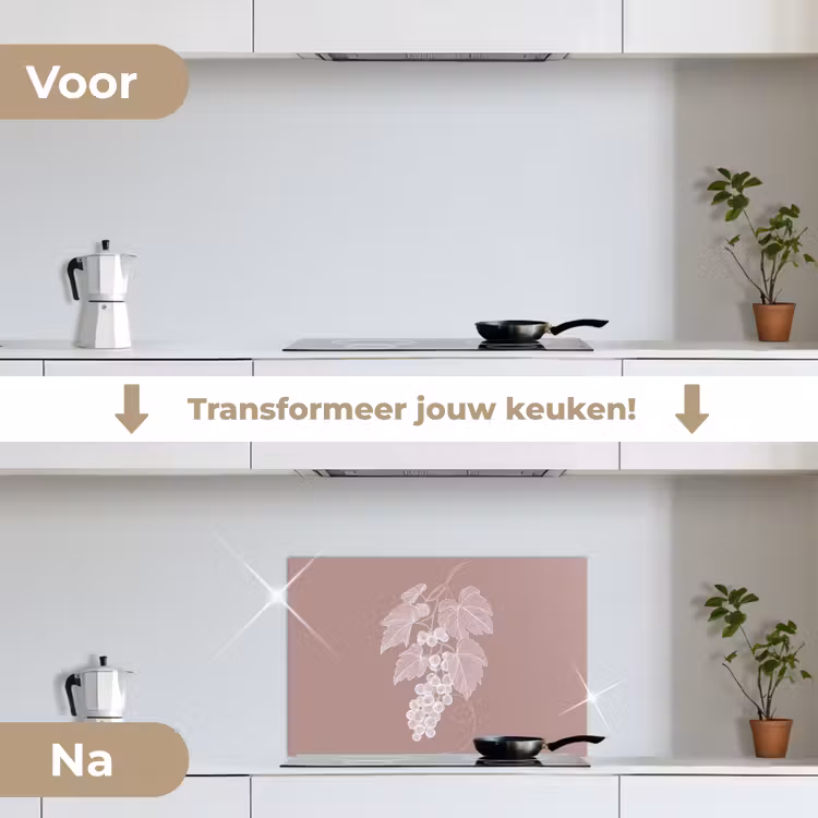Spatscherm keuken - Tros - Druiven - Illustratie - Bladeren — 3
