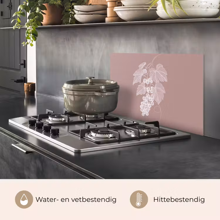 Spatscherm keuken - Tros - Druiven - Illustratie - Bladeren — 7
