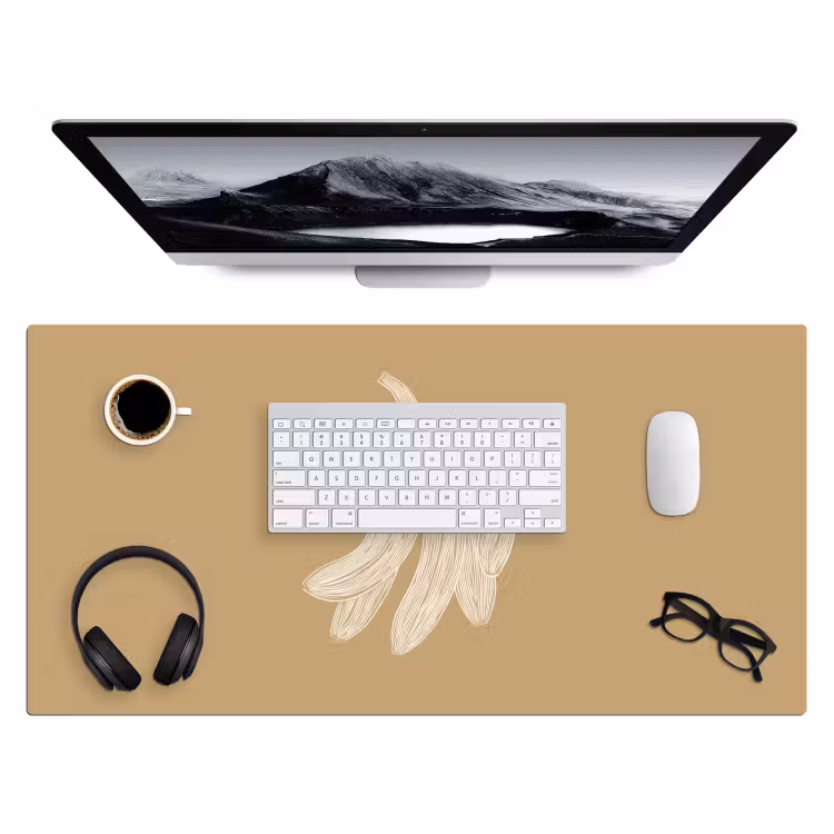 Bureau onderlegger - Bananen - Beige - Lijntekening - Minimalistisch — 3