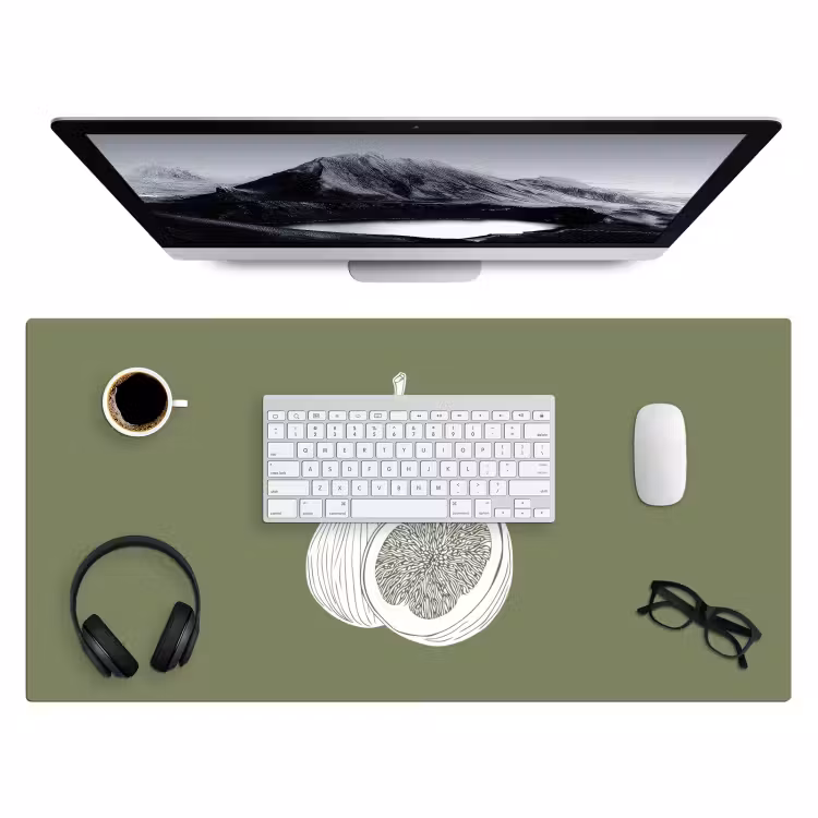 Bureau onderlegger - Vijgen - Minimalistisch - Getekend - Mosgroen — 3