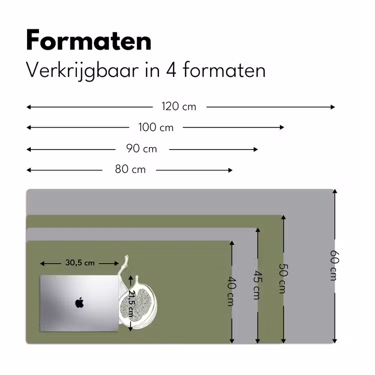 Bureau onderlegger - Vijgen - Minimalistisch - Getekend - Mosgroen — 7