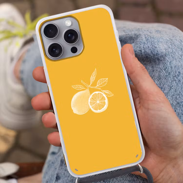 Telefoonhoesje met koord - Citroenen - Illustratie - Minimalistisch - Geel — 2