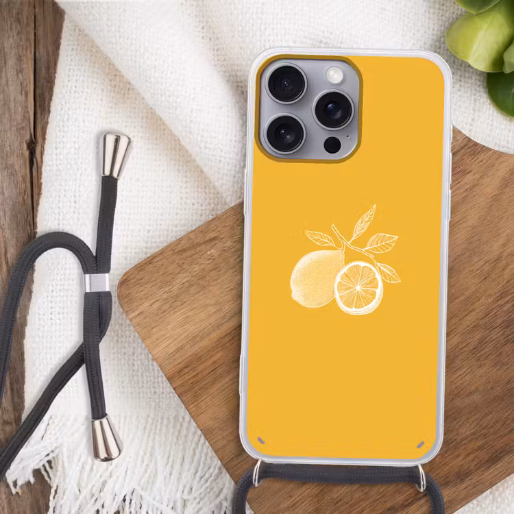 Telefoonhoesje met koord - Citroenen - Illustratie - Minimalistisch - Geel — 3
