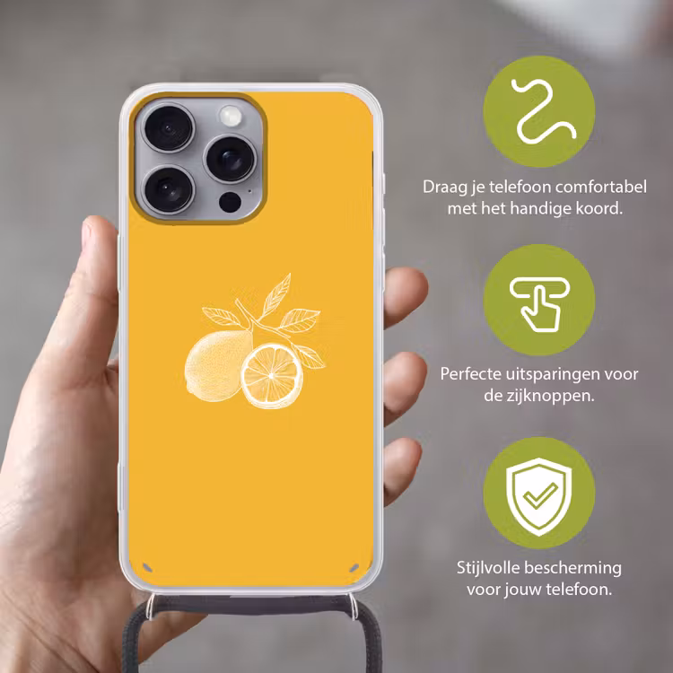 Telefoonhoesje met koord - Citroenen - Illustratie - Minimalistisch - Geel — 4