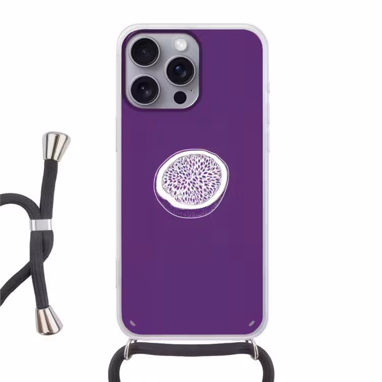 Telefoonhoesje met koord - Passievrucht - Zaadjes - Paars - Minimalistisch — 1