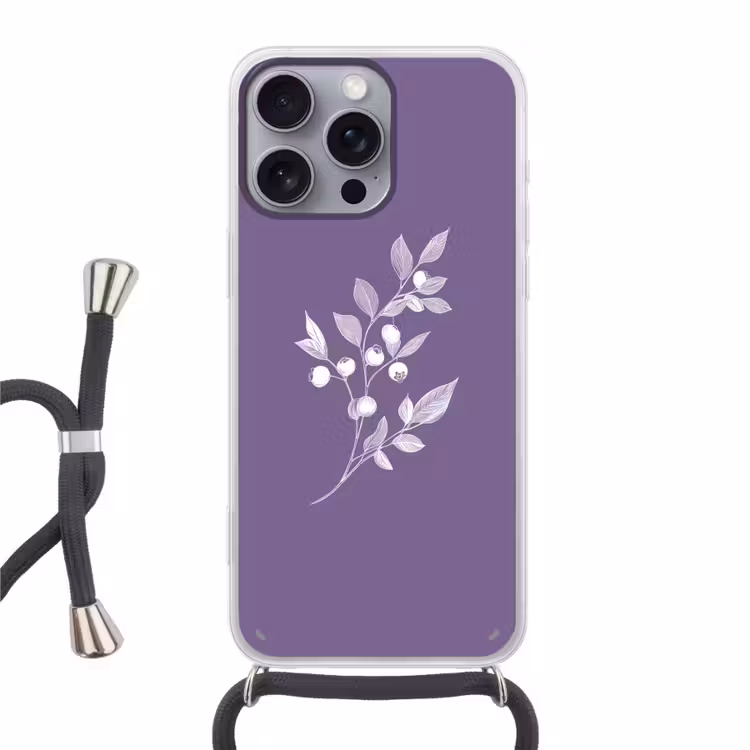 Telefoonhoesje met koord - Tak - Sierlijk - Bladeren - Minimalistisch — 1