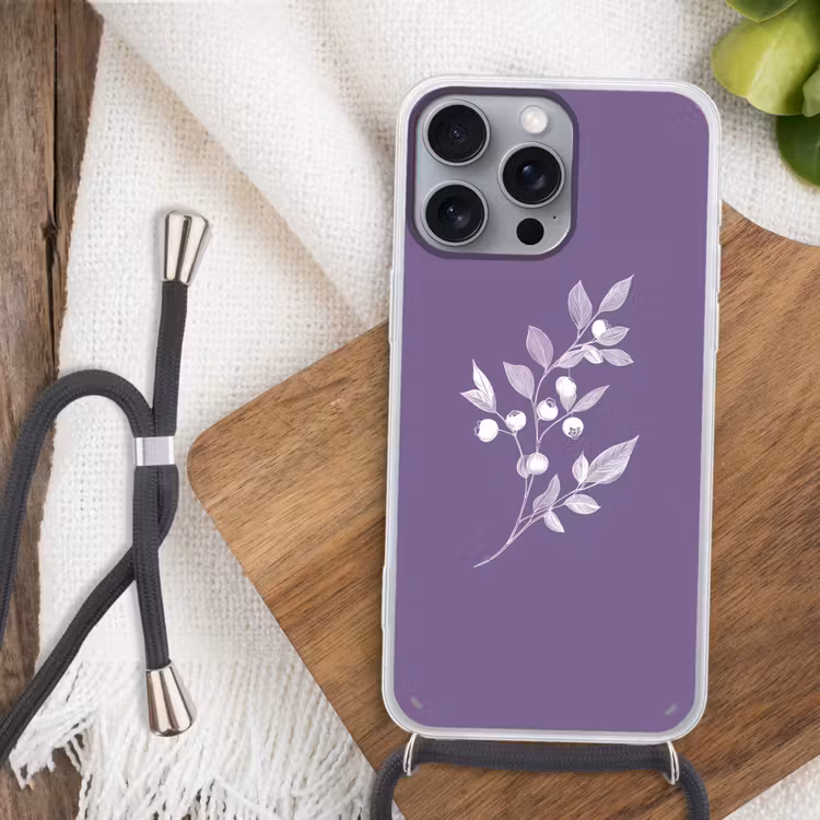 Telefoonhoesje met koord - Tak - Sierlijk - Bladeren - Minimalistisch — 3
