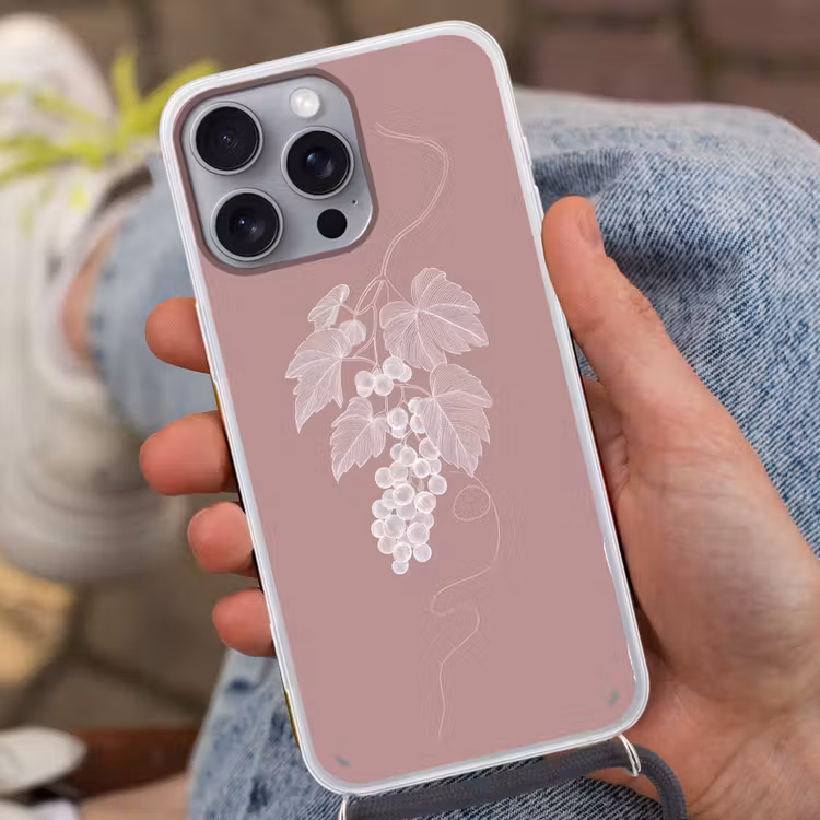 Telefoonhoesje met koord - Tros - Druiven - Illustratie - Bladeren — 2