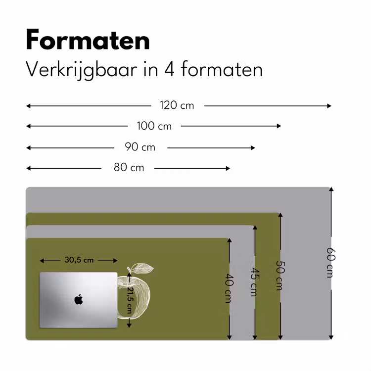 Bureau onderlegger - Lijntekening - Appel - Olijfgroen - Blaadje — 7