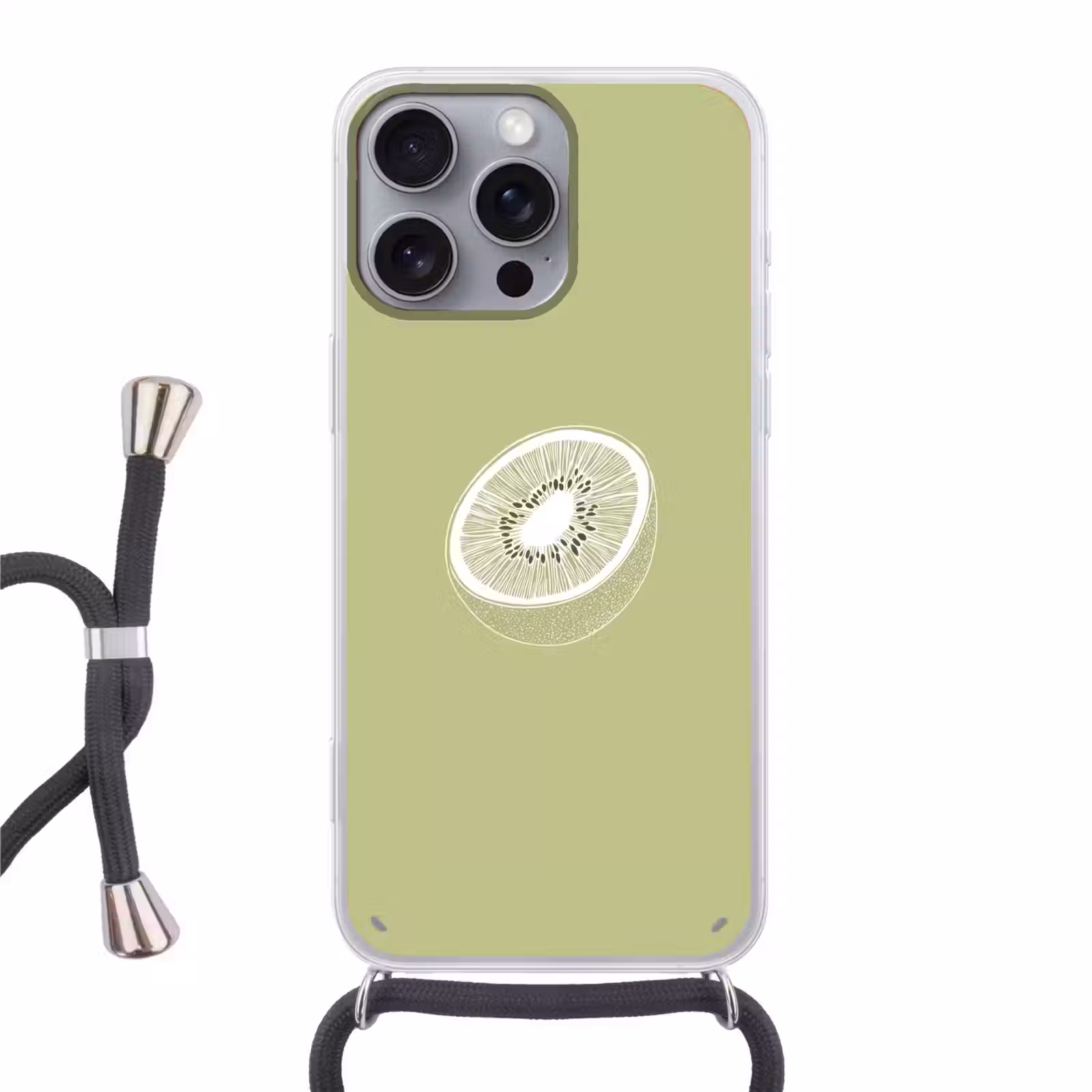 Telefoonhoesje met koord - Kiwi - Lijntekening - Minimalistisch - Groen — 1