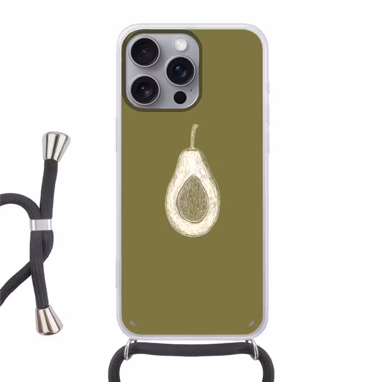 Telefoonhoesje met koord - Avocado - Minimalistisch - Illustratie - Groen — 1