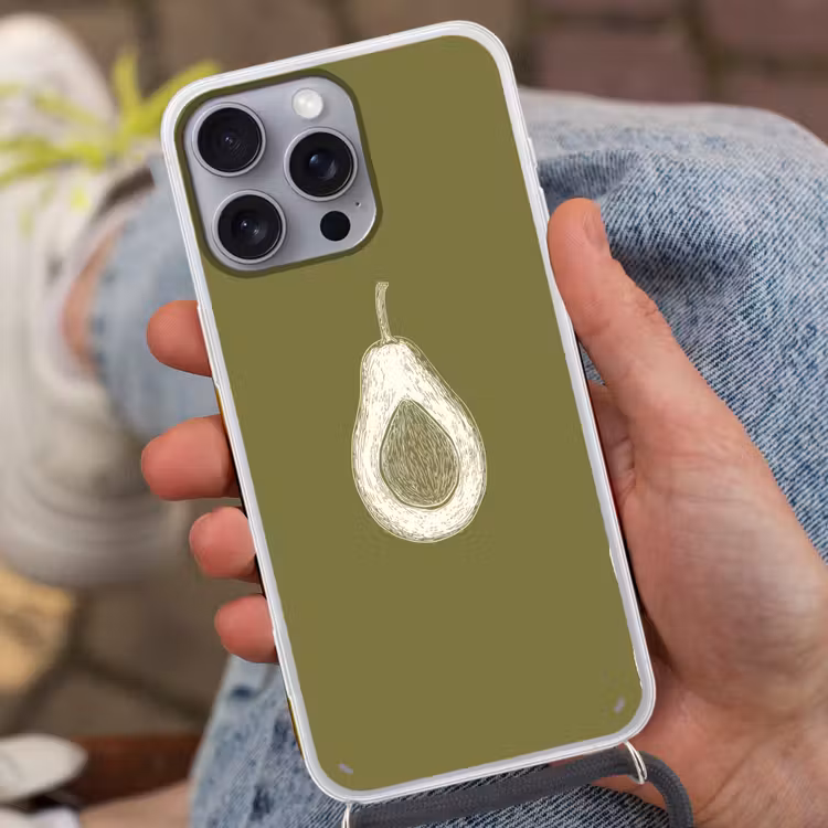 Telefoonhoesje met koord - Avocado - Minimalistisch - Illustratie - Groen — 2