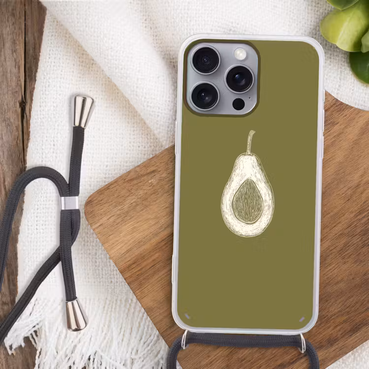 Telefoonhoesje met koord - Avocado - Minimalistisch - Illustratie - Groen — 3