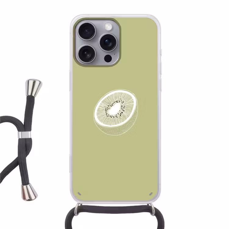 Telefoonhoesje met koord - Kiwi - Lijntekening - Minimalistisch - Groen — 1