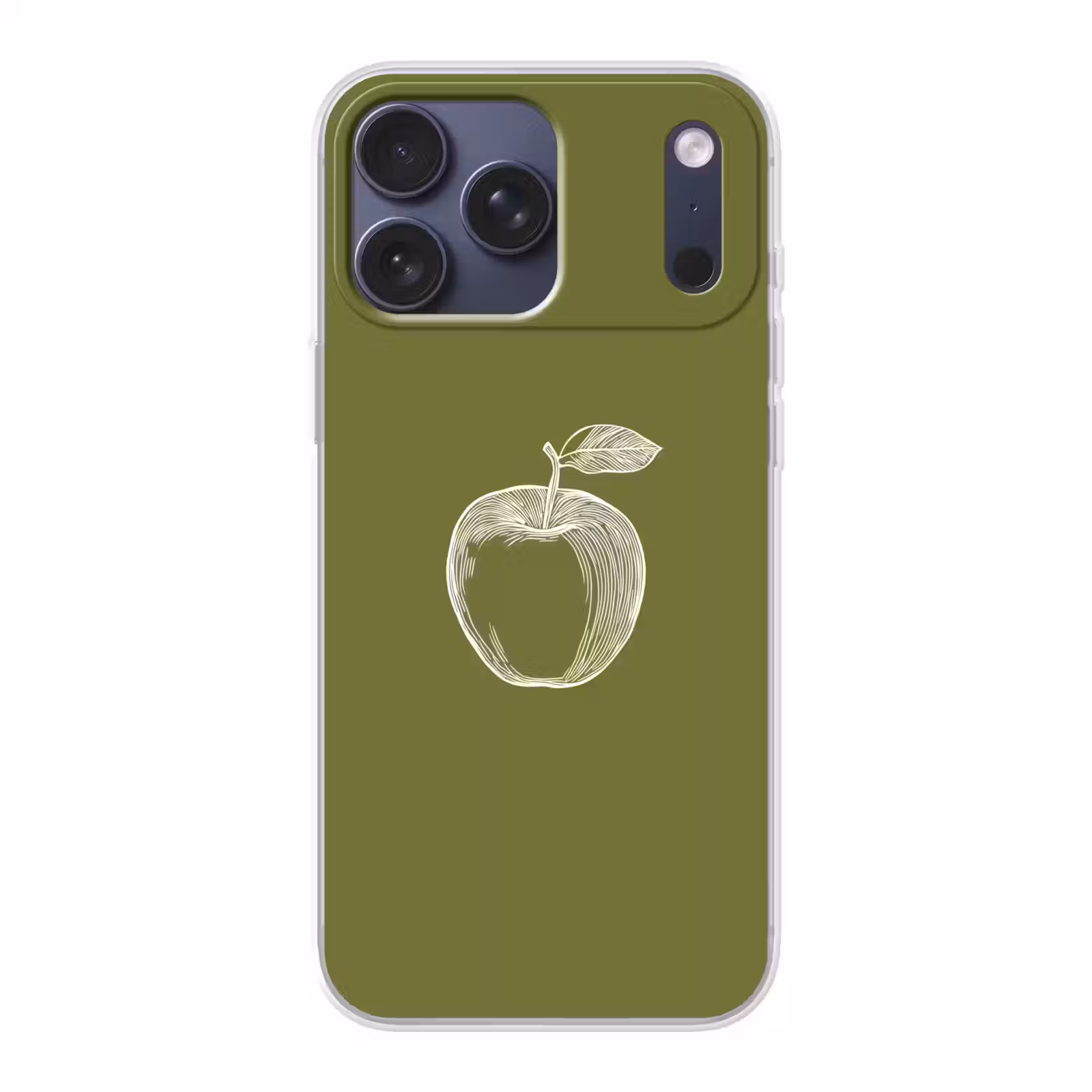 Telefoonhoesje Softcase - Lijntekening - Appel - Olijfgroen - Blaadje — 1