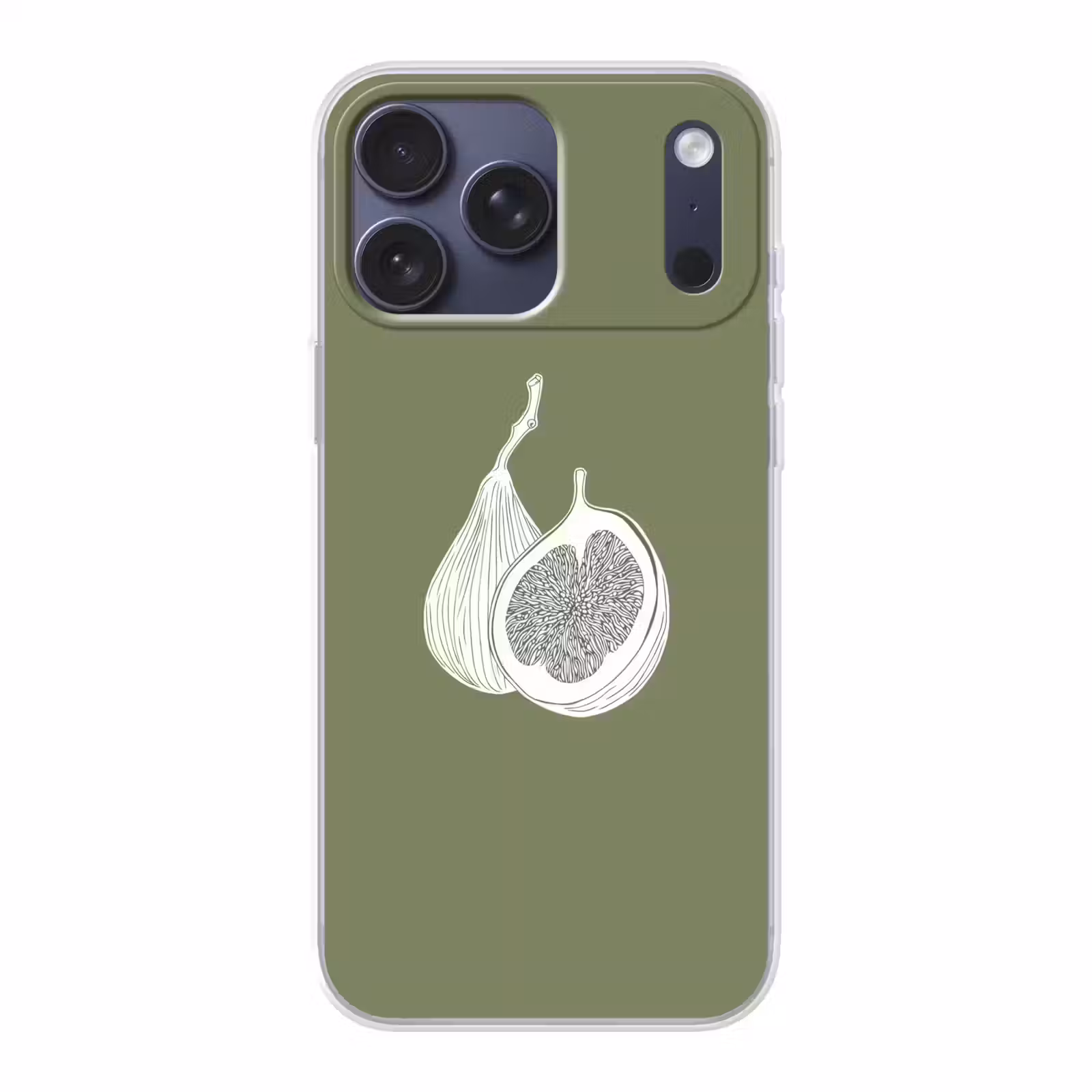 Telefoonhoesje Softcase - Vijgen - Minimalistisch - Getekend - Mosgroen — 1
