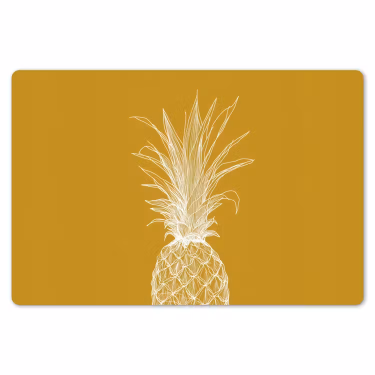 Placemat - 6 stuks - Lijnillustratie - Ananas - Bladkroon - Okergeel — 7