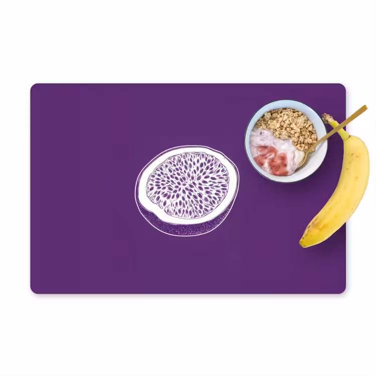 Placemat - 6 stuks - Passievrucht - Zaadjes - Paars - Minimalistisch — 1