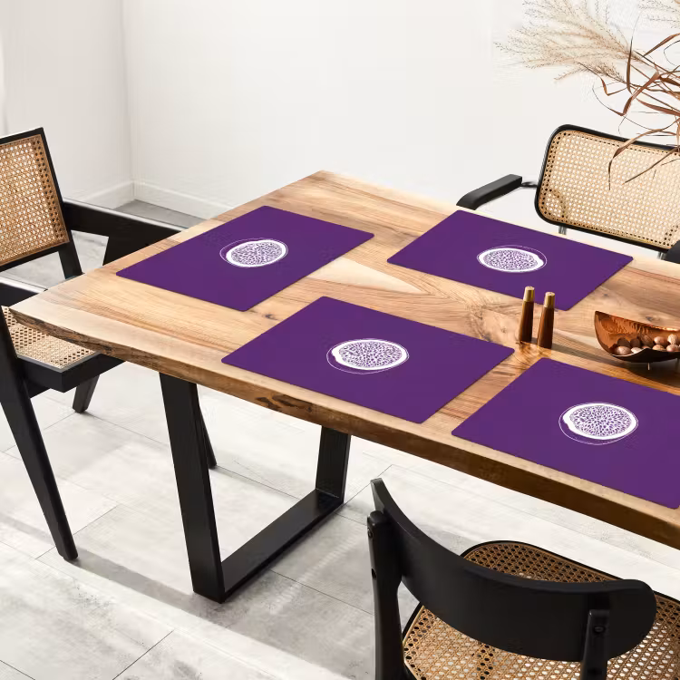 Placemat - 6 stuks - Passievrucht - Zaadjes - Paars - Minimalistisch — 5