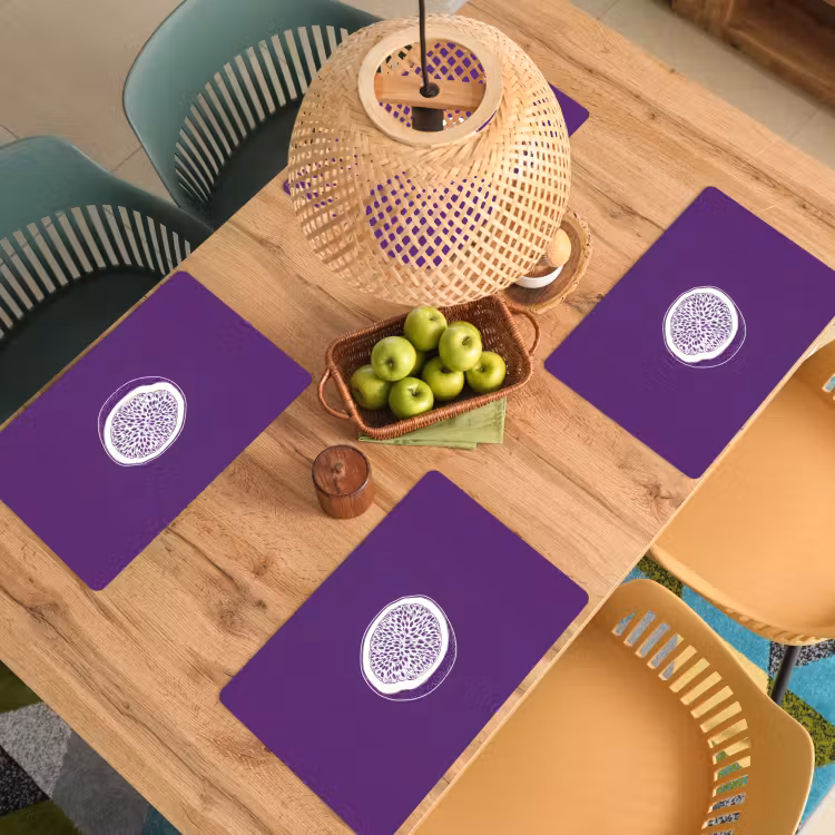 Placemat - 6 stuks - Passievrucht - Zaadjes - Paars - Minimalistisch — 6