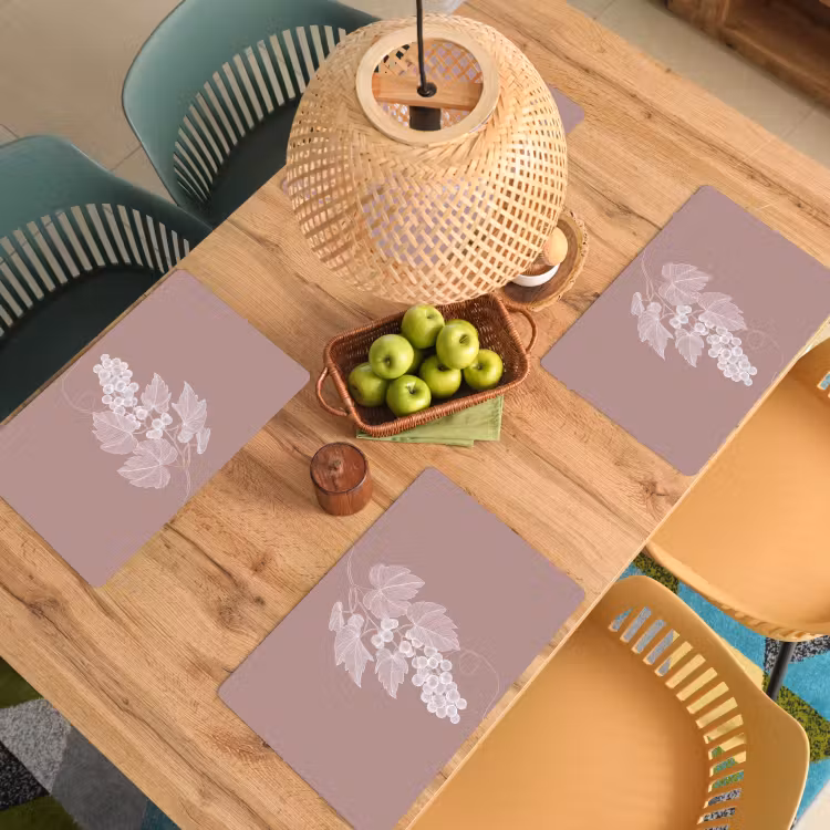 Placemat - 6 stuks - Tros - Druiven - Illustratie - Bladeren — 6