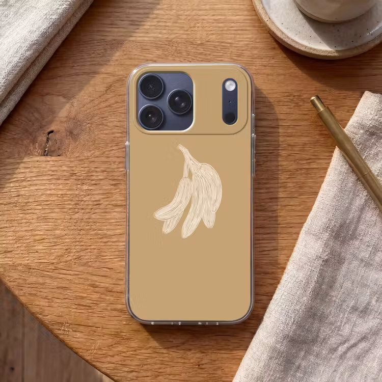 Telefoonhoesje Softcase - Bananen - Beige - Lijntekening - Minimalistisch — 2