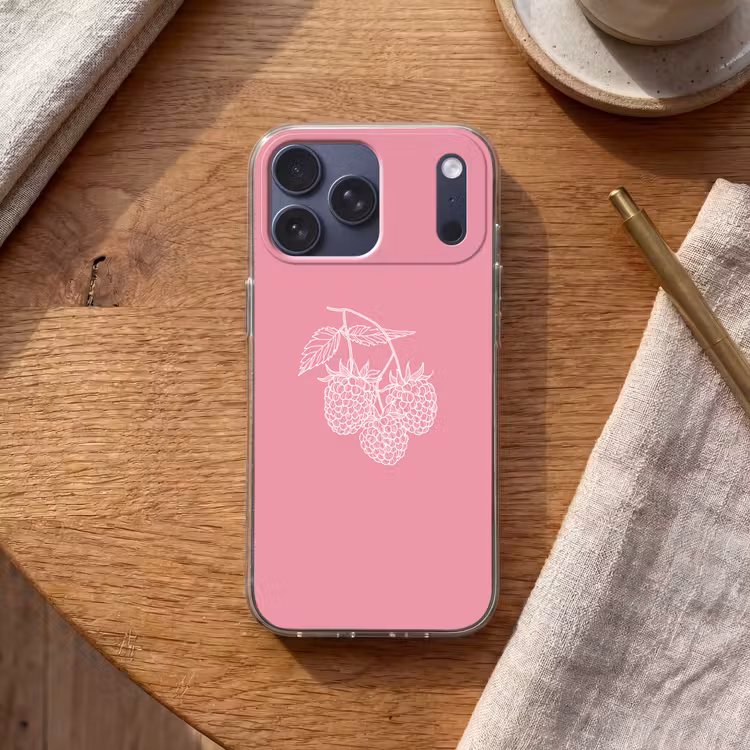 Telefoonhoesje Softcase - Frambozen - Steel - Getekend - Roze — 2