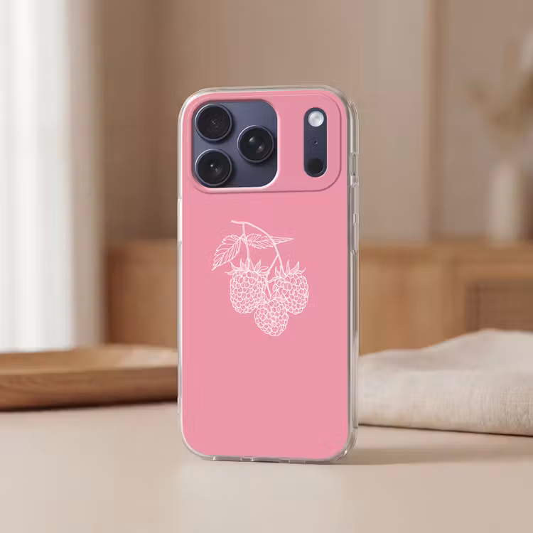 Telefoonhoesje Softcase - Frambozen - Steel - Getekend - Roze — 3