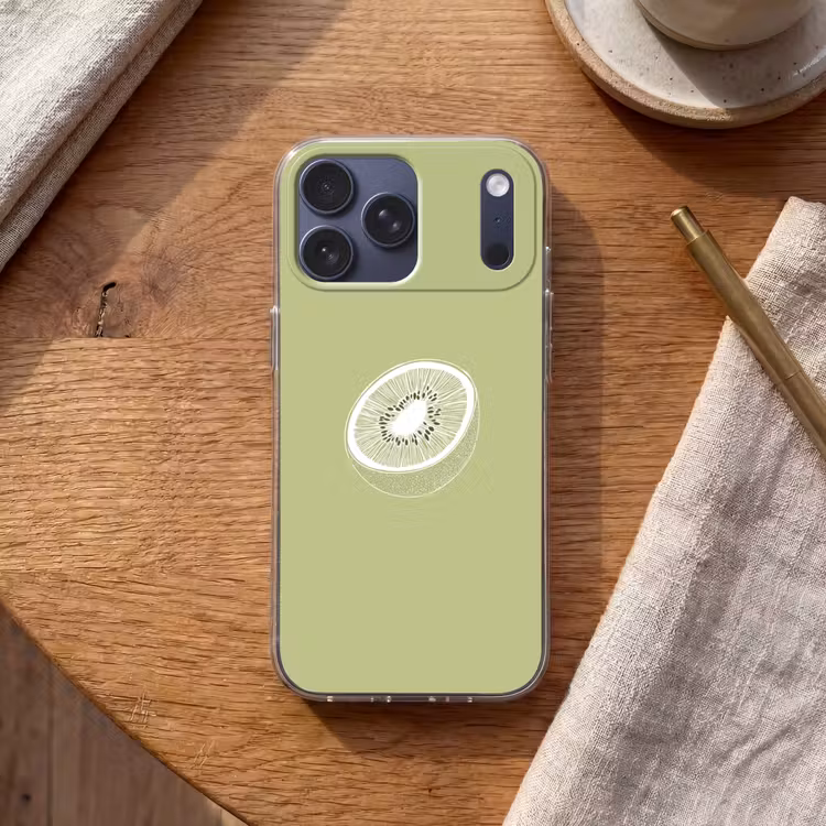 Telefoonhoesje Softcase - Kiwi - Lijntekening - Minimalistisch - Groen — 2