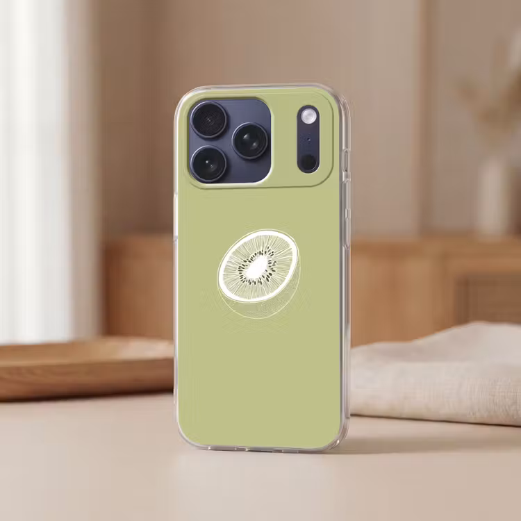 Telefoonhoesje Softcase - Kiwi - Lijntekening - Minimalistisch - Groen — 3