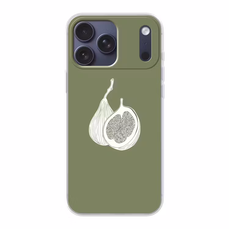 Telefoonhoesje Softcase - Vijgen - Minimalistisch - Getekend - Mosgroen — 1