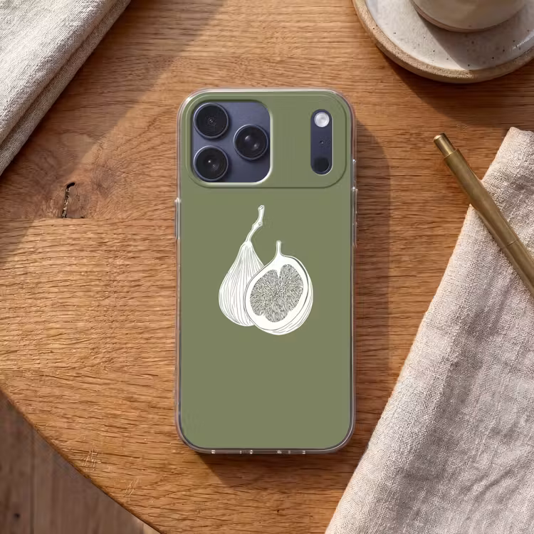 Telefoonhoesje Softcase - Vijgen - Minimalistisch - Getekend - Mosgroen — 2