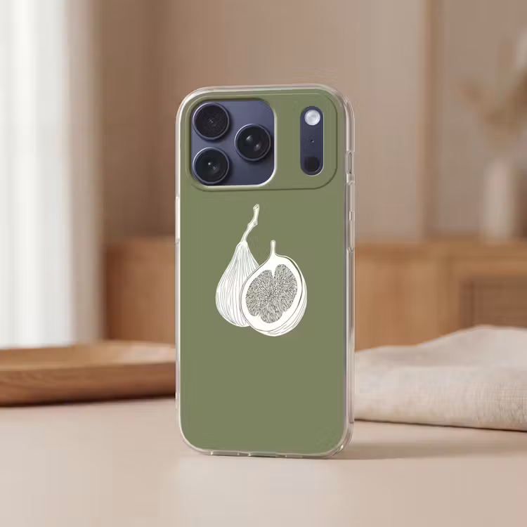 Telefoonhoesje Softcase - Vijgen - Minimalistisch - Getekend - Mosgroen — 3