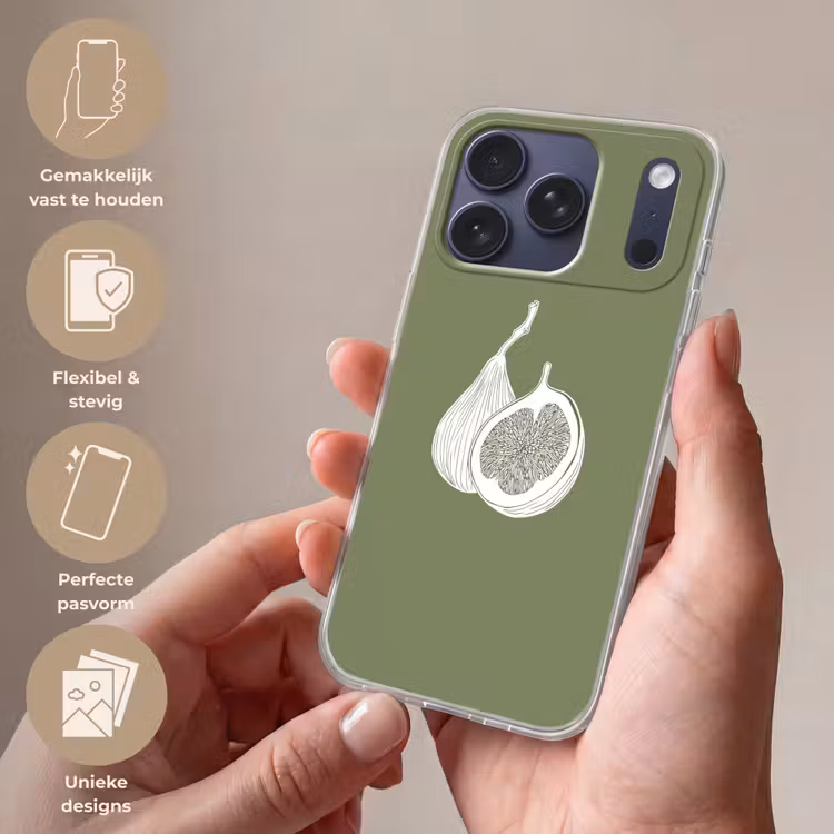 Telefoonhoesje Softcase - Vijgen - Minimalistisch - Getekend - Mosgroen — 4