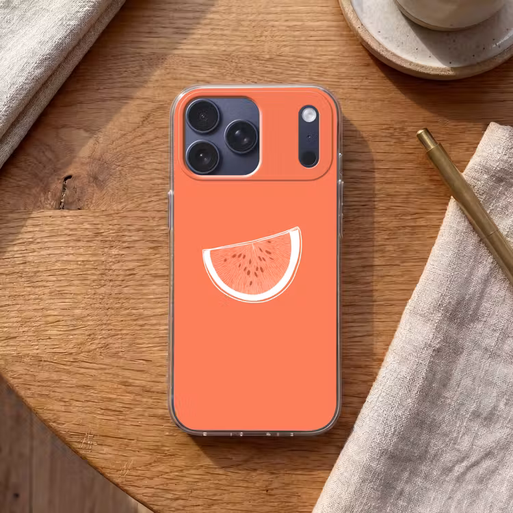 Telefoonhoesje Softcase - Watermeloen - Lijnen - Koraalrood — 2