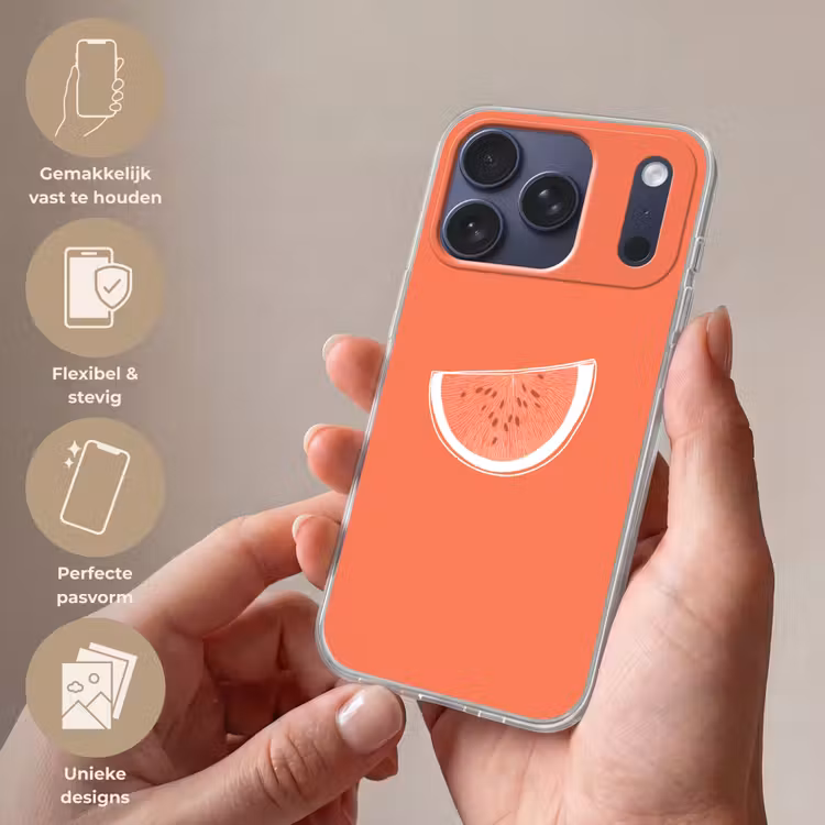 Telefoonhoesje Softcase - Watermeloen - Lijnen - Koraalrood — 4