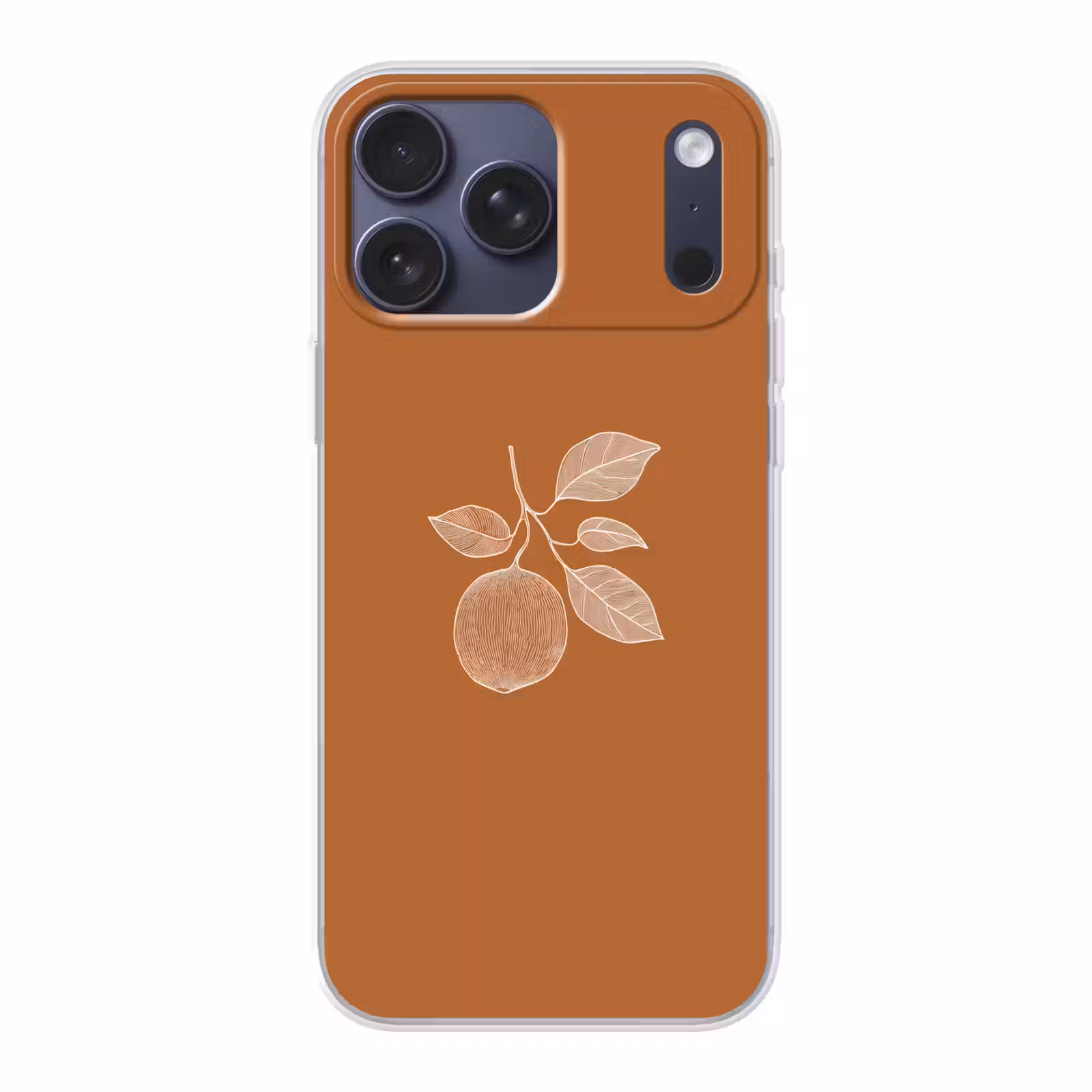 Telefoonhoesje Softcase - Sinaasappel - Getekend - Bladeren - Bruin — 1