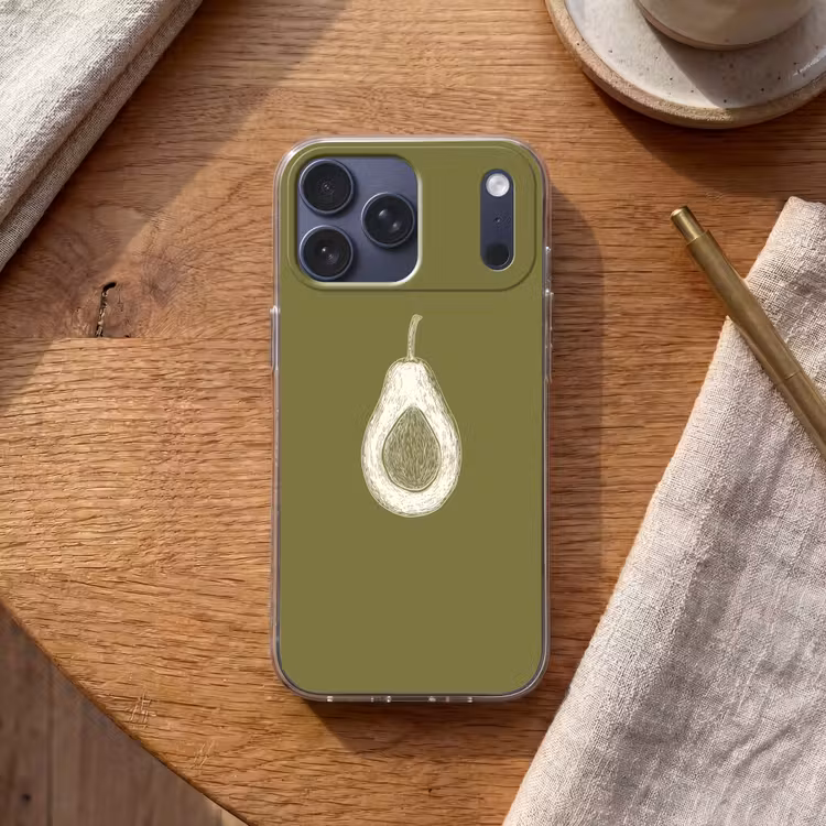 Telefoonhoesje Softcase - Avocado - Minimalistisch - Illustratie - Groen — 2